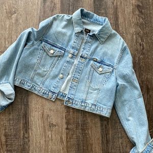 Lee denim jean jacket. Size L. Cropped fit.